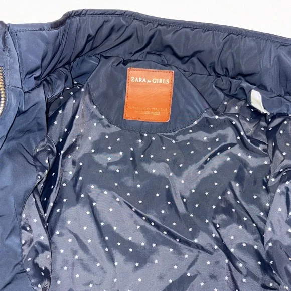 Zara for girls Kids Navy Quilted zip classic Jacket size 13/14 164cm - Picture 5 of 9